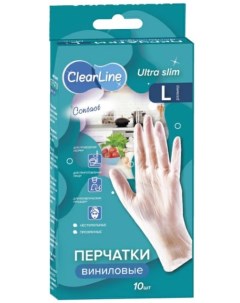 Перчатки виниловые прозрачные размер L 100 шт Clear line