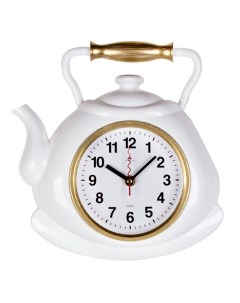 Часы настенные чайник 27х28 5 см корпус белый с золотом Классика 3129 002 Рубин