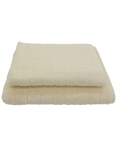 Набор из двух банных махровых полотенец Porto молочный размеры 50x80см70x130см клетка Casa conforte