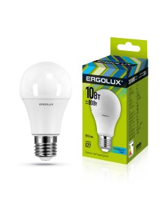 Лампа светодиодная LED A60 10W E27 4K Ergolux