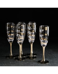 Набор бокалов для шампанского Серпантин 170 мл 6 шт цвет золотой Gidglass
