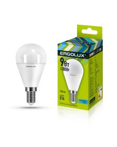Лампа LED G45 9W E14 4K Ergolux