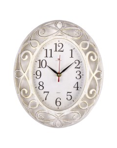 Часы настенные овальные 31х26 см корпус белый с золотом Классика 3126 007 Рубин