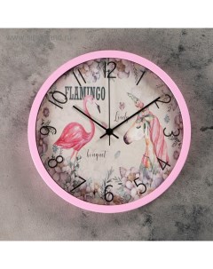 Часы настенные Животный мир Фламинго плавный ход d 30 см Nobrand