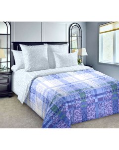 Комплект постельного белья Декор 1 евро перкаль синий Текс-дизайн