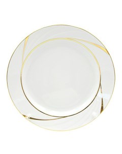 Тарелка десертная Голубка Бомонд бело золотая 20 см Добрушский фарфоровый завод