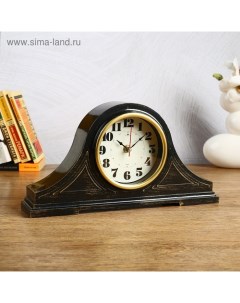Часы настольные Джуна плавный ход 35 х 18 см корпус черный с золотом Рубин