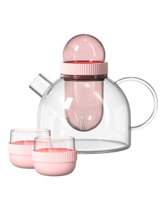 Заварочный чайник и Две чашки BoogieWoogie Teapot with cups розовый Kisskissfish