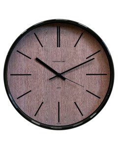 Часы 30 5х30 5х5 см круг плавный ход коричневые черная рамка Troyka