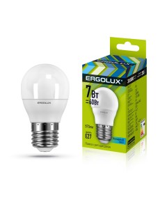 Лампа светодиодная LED G45 7W E27 4K Ergolux
