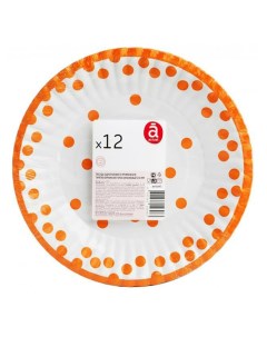 Набор тарелок бумажных картон оранжевые d 230 мм 12 шт Actuel