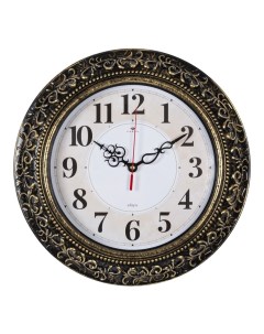 Часы настенные круг D 35 см корпус черный с золотом Классика Рубин