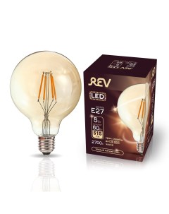 Лампа светодиодная VINTAGE Filament шар G95 E27 5W 2700K DECO Premium теплый свет Rev