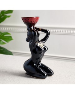 Подсвечник Дива чёрный керамика 22 см чаша микс Керамика ручной работы