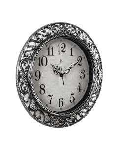 Часы круг с узором d 39 5 см корпус черный с серебром Классика Рубин
