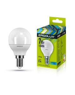 Лампа светодиодная LED G45 7W E14 4K Ergolux