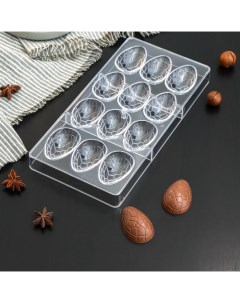 Форма для шоколада Шоколадное яйцо 27 5x13 5 см 12 ячеек 3 6x5 7x1 5 см прозрачный Konfinetta