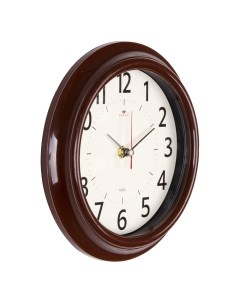 Часы круглые 21 см корпус коричневый Классика Рубин