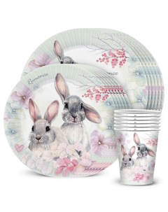 Набор одноразовой посуды Кролики стакан тарелка бол мал по 6 шт символ года Nd play