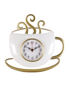 Часы настенные чашка с дымком 31 5 х30 5 см корпус белый с золотом Классика Рубин