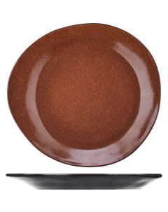 Тарелка Млечный путь 280х255мм фарфор терракот черный Борисовская керамика