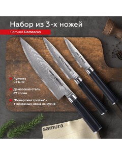 Набор кухонных ножей Damascus овощной универсальный Шеф SD 0220 G 10 Samura