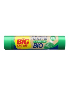 Мешки для мусора Bio HD 60 л зеленые 10 шт Big city life
