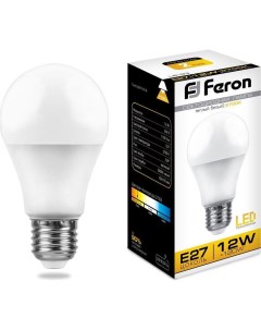 Лампочка светодиодная LB 93 25489 230V 12W E27 A60 2700K упаковка 5 шт Feron