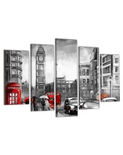 Модульная картина на холсте Черно белый Лондон Бигбэн 80х140 см Добродаров
