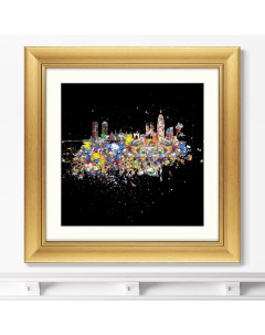 Репродукция картины Барселона оптимистическая абстракция на черном 2016г 60 5х60 5см Картины в квартиру