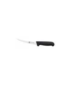 Нож обвалочный 150 290 мм изогнутый узкое лезвие с бороздками черный SAFE 1 шт Icel