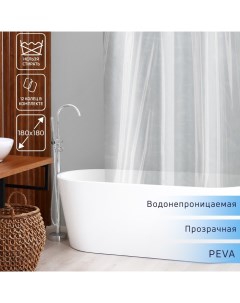 Штора для ванной Доляна Лёд 180x180 см PEVA прозрачная Nobrand