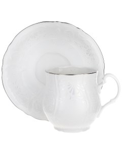 Чашка для чая 310 мл с блюдцем 160 мм Деколь отводка платина 6 шт Bernadotte