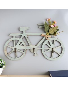 Крючки декоративные дерево Велосипед с букетом цветов 22х40х3 5 см Nobrand