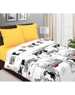Комплект постельного белья 1 5 спальный Бязь Аниме желтый Швейное производство "виктория"