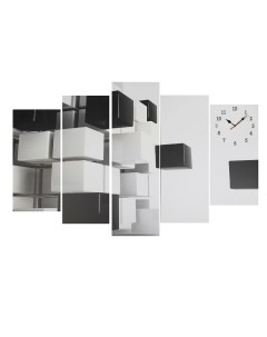Часы настенные модульные серия Интерьер Черно белая абстракция 80х140 см Сюжет