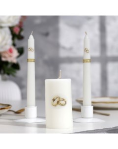 Свеча цилиндр свадебная Обручальные кольца 5х9 5 см белая домашний очаг ручная работ Мастерская «свечной двор»