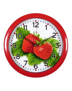 Часы круглые d 29 см корпус красный Пара клубник Рубин