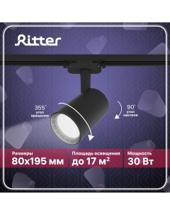 Светильник трековый накладной LED ARTLINE поворотный цилиндр черный Ritter