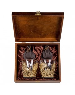 Набор бокалов для виски ручной работы Львы в деревянной шкатулке 10059611 Город подарков