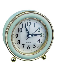 Часы Quartz часы будильник PF TC 016 круглые диам 10 5 см подсветка зелёные Perfeo