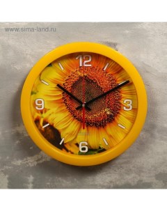 Часы настенные Цветы Солнечный цветок плавный ход d 28 см Соломон