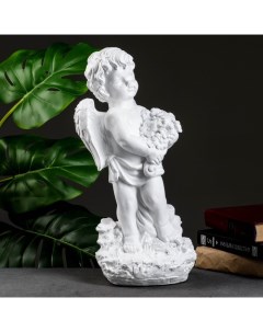 Фигура Ангел с цветами большой белый 20х19х42см Хорошие сувениры