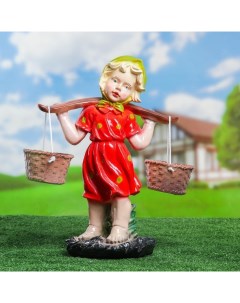 Садовая фигура Девочка с коромыслом цветная 27х47х21см МИКС Хорошие сувениры