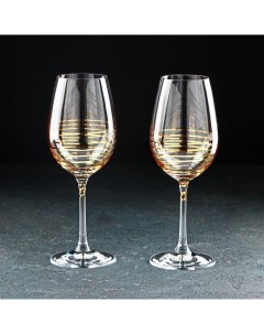 Набор бокалов для вина Золотая спираль 350 мл 2 шт Crystal bohemia