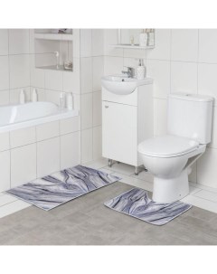 Набор ковриков для ванны и туалета Отражение 2 шт 50x80 50x40 см Доляна