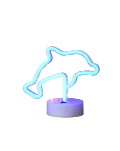 Настольный неоновый светильник Дельфин в прыжке синий Dled