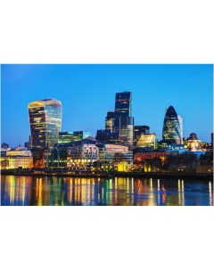 Картина на холсте с подрамником ХитАрт Высотки Лондона 80x54 см Модулка