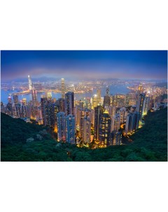 Картина на холсте с подрамником ХитАрт Небоскребы Гонконга 40x27 см Модулка