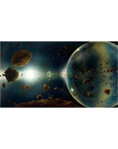 Картина на холсте с подрамником ХитАрт Астероиды 40x22 см Модулка